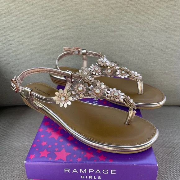 NEW Rampage Girls Sandals Brianna Rose Gold Sz 5 M  (sizes 2 & 4 also Available) - Picture 9 of 12